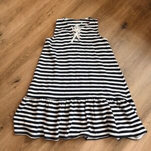 CASLON Womens Black White Striped Lace Up Ruffle Hem Sleeveless Knit Dress M